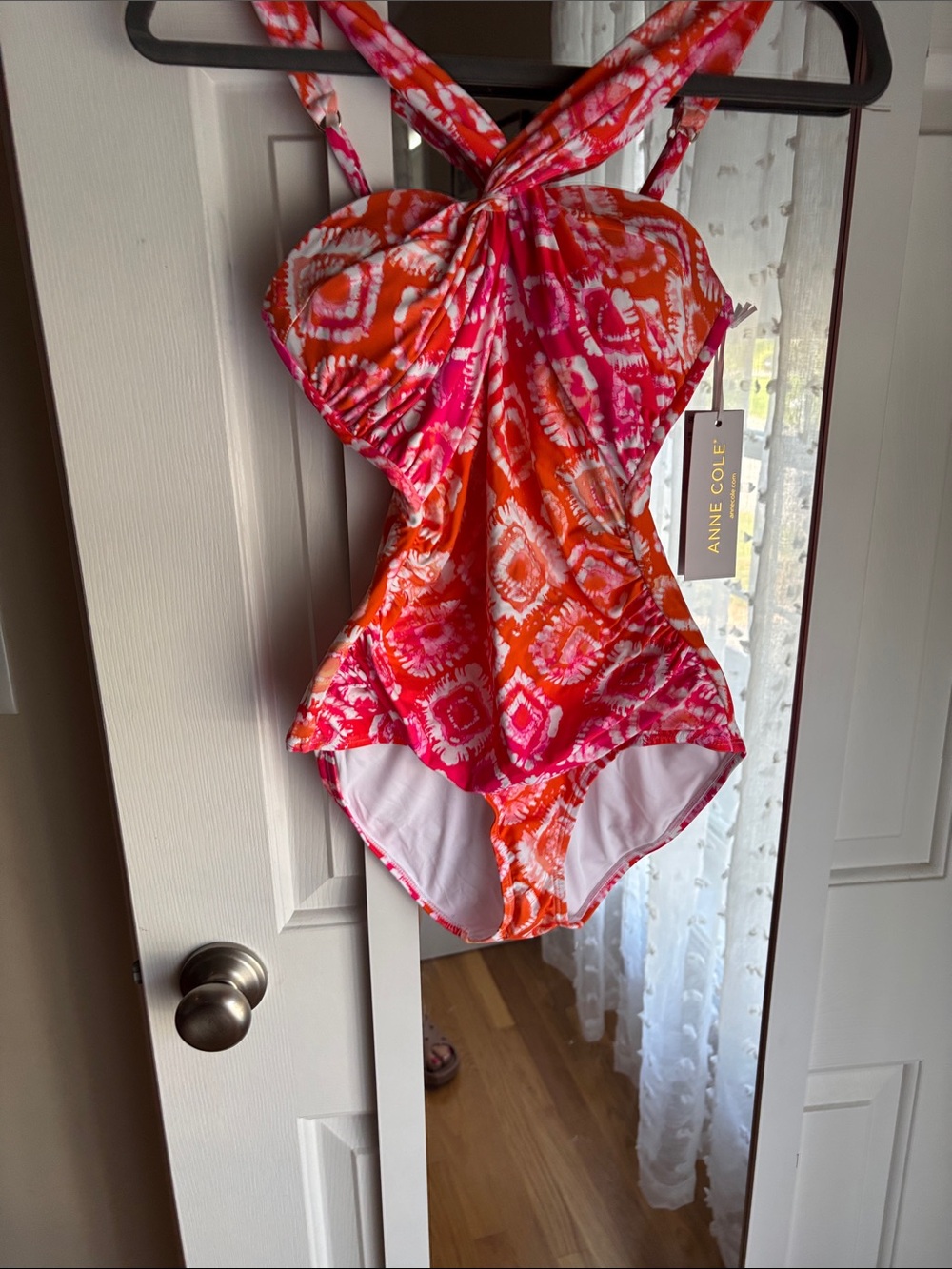 NWT Anne Cole Pink and Orange Twist-Front One-Piece Swimsuit